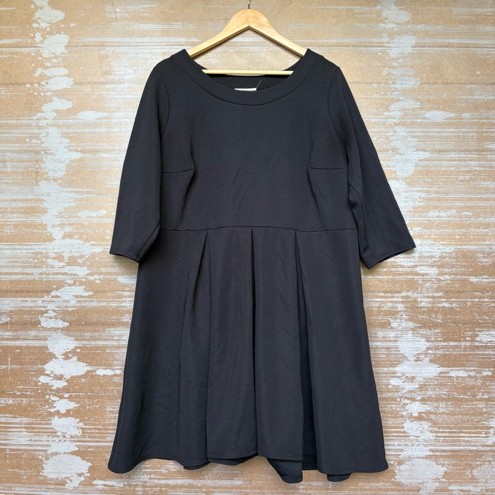 Modcloth Fervour Knit A Line Dress Black Leather Pin Up Retro Preppy Womens 2X